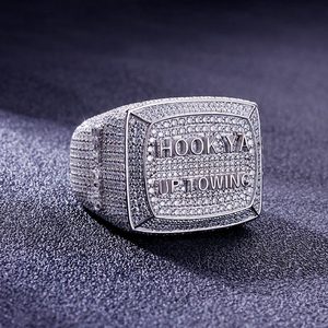 Fully <b>iced</b> out 14kt white gold d vvs lab diamond hip hop <b>ring</b> for men jewelry accessories custom wholesale manufacturers - Product Image 3