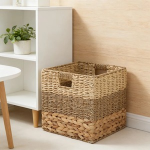 <b>Square</b> seagrass <b>basket</b> combining 3 materials Handmade Storage <b>Basket</b> Wholesale eco-friendly Made in Vietnam - Product Image 3