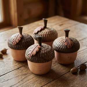 Tasse à boire en bois façonnée à la main en forme de gland, tasse en bois à grain naturel, vaisselle écologique pour la table quotidienne - Product Image 6