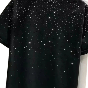 Camiseta de Verano para Hombre con Diamantes de Imitación, Cuello Redondo, Manga Corta, Informal, Logotipo Personalizado, Proveedor Mayorista OEM ODM - Product Image 3