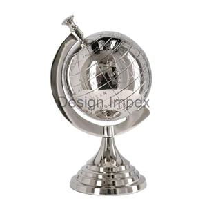 Soporte de globo minimalista giratorio, modelo de globo metálico pulido brillante alto, artículos de centro de mesa, suministros de decoración para el hogar y la Oficina - Product Image 1