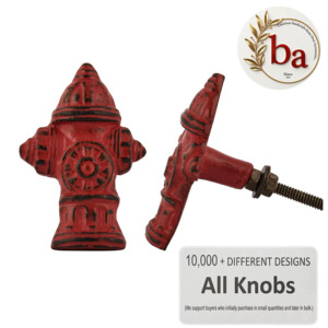 Cast Iron Modern Fire Hydrant <b>Cabinet</b> Knob in Distressed Red Finish for <b>Bathroom</b> & Home Office Eco-Friendly Easy Installation - Product Image 4