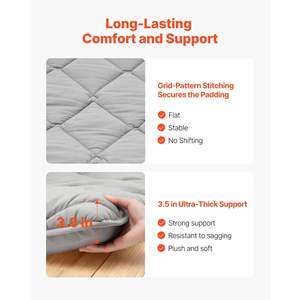 Matelas Tatami Pliable Japonais à 9 Couches Taille Queen 80 X 60 X 3,5 Pouces Gris Sac de Rangement à Fermeture Éclair pour Dortoir Yoga Sommeil - Product Image 5