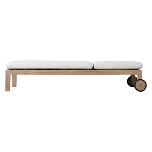 Oferta especial: Tumbona de lujo para exteriores Hotel Emma de madera de teca con respaldo ajustable, ruedas y cojín grueso para piscina, playa o resort. - Product Image 3