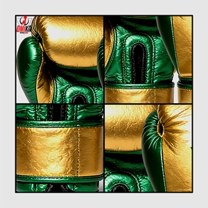 Guantes de Boxeo Metálicos Dorados y Verdes con Logotipo Personalizado, Guantes Ligeros de PU/PVC/Cuero para Entrenamiento y Sparring Profesional, OEM/ODM - Product Image 3