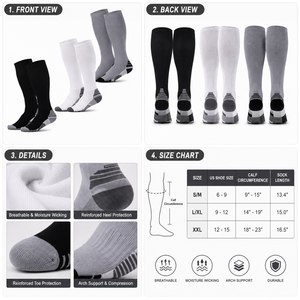 Customized Unisex Winter Compression Socks Non-Slip <b>Knee</b> <b>High</b> Striped Breathable Warm Sweat-Absorbent Polyester Cotton Spandex - Product Image 4