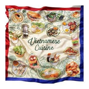 Bufanda con Pluma y Bandera de Vietnam del Consejo del Cáncer, Impresión Digital en Poliéster, Accesorio de Moda Duradero, Diseño Portátil, Uso Promocional - Product Image 6