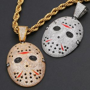 Collier pendentif Jason Mask White Gold Friday the 13th pour homme et femme, hip hop, CZ, diamant Moissanite, argent plaqué or, bijoux. - Product Image 6