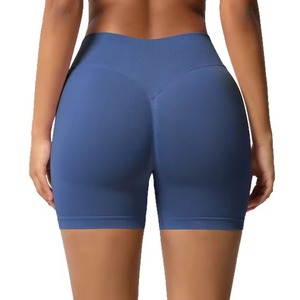 Custom Wholesale Womens Performance Yoga Shorts High Waist <b>Candy</b> Color Quick Dry Nude Fitness Activewear - Product Image 4