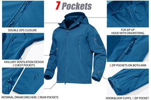 Functional Softshell Jacket Men's Waterproof Windproof Outdoor Workwear Stand Fleece <b>Lined</b> 4 Way Stretch Winter <b>Coat</b> Front - Product Image 6