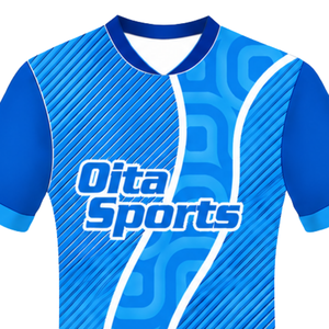 Camiseta de Rugby Azul Rey y Blanca de Manga Corta con Cuello en V, Uniforme de Equipo Geométrico Personalizado, Ropa Deportiva Transpirable para Entrenamiento - Product Image 3