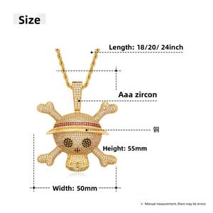 Pendentif Tête de Mort avec Strass en Cristal, Argent 925 Plaqué Or, Breloque Thème Hip-Hop, Unisexe, Usage Quotidien - Product Image 6
