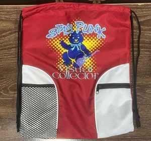 Round Bottom Canvas Drawstring Gym Bags with Custom Printing Custom Colors Unisex Dot Pattern - Product Image 2