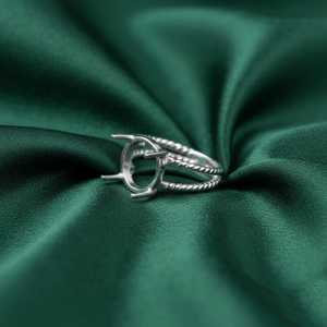 En gros, Monture de bague semi-montée ovale en argent sterling 925 plaqué or 18K, à griffes torsadées et double bande, pour bijoux DIY - Product Image 5