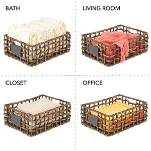 Contenedores de almacenamiento ecológicos para el hogar y la Oficina, cesta de Jacinto tejido con etiqueta de pizarra, hechos en Vietnam - Product Image 5