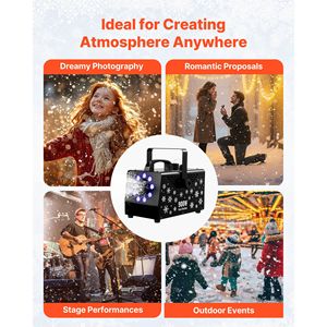 Macchina per Fiocchi di Neve da Esterno 900W con 9 LED RGB e 12 Colori di Illuminazione LED, Telecomando Wireless, Attrezzatura per Illuminazione Scenica Portatile/Sospesa - Product Image 6