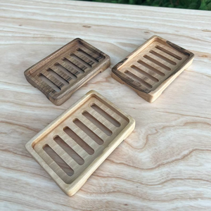 Porte-savon classique en bambou écologique de qualité supérieure |   Porte-savon de salle de bain naturel avec rainures auto-drainantes et finition lisse - Product Image 1