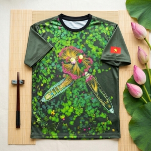 เสื้อยืดท่องเที่ยวเวียดนามแบบกำหนดเอง เสื้อผ้าฝ้ายพิมพ์ลาย ผู้ผลิตเสื้อผ้ากีฬาคุณภาพพรีเมียม เสื้อวิ่งแห้งเร็ว ชุดกีฬา - Product Image 2