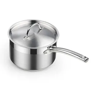Durable stainless steel <b>sauce</b> <b>pan</b> designed for classic cooking methods with a thick base for efficient heat distribution - Product Image 3