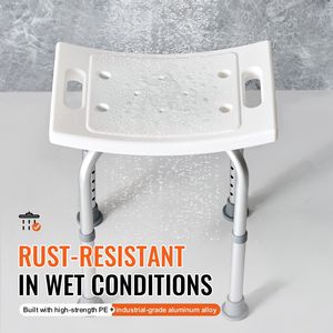 Tabouret de douche réglable en hauteur, chaise de bain avec poignées intégrées, antidérapant, robuste, banc pliable en PE et alliage d'aluminium - Product Image 3