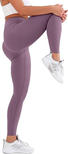 Women's High Waist Yoga Leggings Premium Quality Seamless Scrunch Elastic Waist <b>Back</b> V Design Plaid Eco-Friendly Breathable - Product Image 3