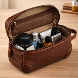 Sac de toilette en cuir de luxe pour homme, organiseur de cosmétiques, pochette de rangement imperméable pour voyage, sac LTB-0194 - Product Image 2