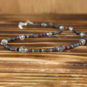 Dual Gemstone Beads <b>Necklace</b> Natural Stone Beaded <b>Necklace</b> Dainty Minimalist <b>Necklace</b> Women Fashion Jewelry - Product Image 5