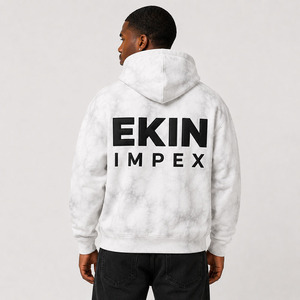 Custom <b>White</b> Acid Wash <b>Zip</b> <b>Up</b> Hoodie Men Oversized Heavyweight Fleece Hoodie OEM Private Label Streetwear - Product Image 2
