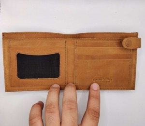 High Quality RFID Protected Genuine Leather Short <b>Card</b> <b>Holders</b> Men's <b>Wallets</b> Silk Lining Snap Closure Factory OEM Wholesale 2026 - Product Image 2