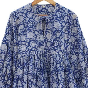 Deep V Neck Cotton Floor Length <b>A</b> <b>LINE</b> <b>Dress</b> Three Quarter Balloon Sleeves Floral <b>Pattern</b> Women's Daily Wear Embroidery - Product Image 1
