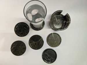 Juego de seis posavasos de mármol negro o ónix Zebra con soporte, posavasos de piedra hechos a mano para bebidas - Product Image 5