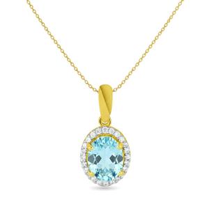 Collar de cadena llamativo con aguamarina auténtica de corte ovalado y diamante cultivado en laboratorio, hecho a mano en oro macizo de 14K, venta al por mayor. - Product Image 2