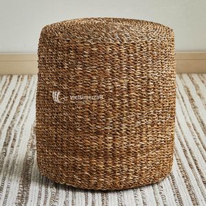Seagrass Round Pouf Ottoman Woven Eco-Friendly Floor Cushion Stool and Rustic Home <b>Footrest</b> Pouf Hanoi Wholesale - Product Image 4