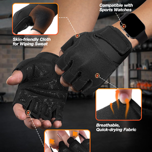 Breathable Gym <b>Gloves</b> for Heavy Lifting CrossFit Exercise Half Finger Design with Integrated Wrist Wraps for Maximum Stability - Product Image 2