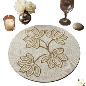 Hot Trendy Luxury Glass Seed Beaded <b>Table</b> <b>Mat</b> For Event Home Festive Dining Coffee Placemat Stylish Dining Ethnic Ornament - Product Image 2