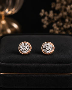 Boucles d'oreilles clous en or rose 14 carats avec zircon, motif flocon de neige, taille brillant rond, sertissage à griffes, classiques, pour usage quotidien, cadeau unisexe - Product Image 3