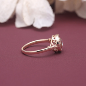 Bague halo en diamant cultivé certifié IGI, argent sterling 925 massif, taille brillant rond, bague de fiançailles vintage pour femme - Product Image 5