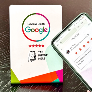 Desktop PVC NFC Google Review Stand Business Feedback Display <b>Card</b> Holder for Restaurant Cafe Hotel Retail Counter - Product Image 1