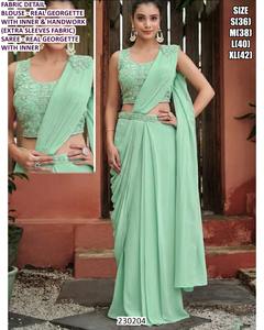 ผ้าส่าหรีงานแต่งงานแบบดั้งเดิม Aashi Pista Pearl ป้องกันรอยยับ ซึมซับความชื้น เหมาะสำหรับฤดูหนาวและฤดูร้อน - Product Image 1