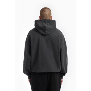 Nueva moda 100% algodón Boxy con capucha pulóver alta calidad tela de lana gruesa algodón mezclado Oversize Loose Fit Custom Hoodie - Product Image 3