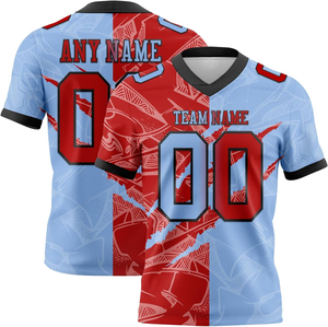 Custom American Football Jersey Unisex V-Neck Short Sleeve Sublimated Polyester Moisture Wicking <b>Athletic</b> Team Name Any Name 00 - Product Image 3