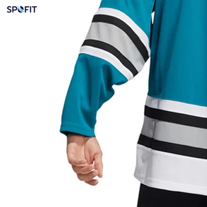 Maillot de hockey sur glace à col en V, manches longues, logo brodé personnalisé, vêtements d'équipe de hockey, maillots, 100% polyester - Product Image 2