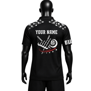 เสื้อโบว์ลิ่งผู้ชาย ORVO SPORTS แขนสั้น พิมพ์ลายแบบ Sublimation ผ้าเทอร์รี่ ระบายอากาศ แห้งเร็ว โพลีเอสเตอร์ 100% สีดำ - Product Image 6