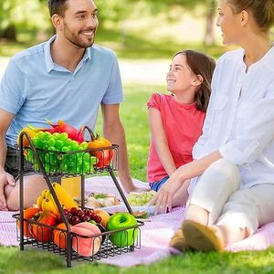 Panier de rangement moderne en métal noir avec poignées, organisateur en fil métallique durable pour salle de bain, chambre et étagères - Product Image 4