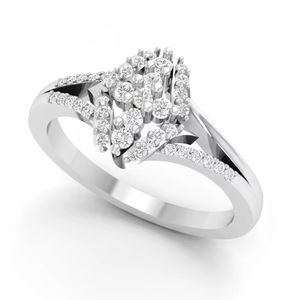 แหวนทองคำ 14K ประดับเพชรธรรมชาติ 23 เม็ด ทรงคลัสเตอร์ ฮาโล พร้อมก้านแหวนแบบแยกชิ้น ชุบโรเดียม ได้รับการรับรองจาก IGI - Product Image 1