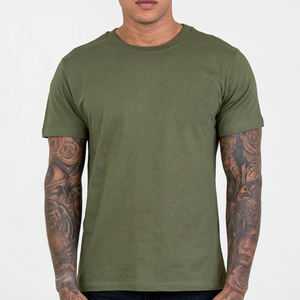 T-shirts d'été décontractés pour hommes, coupe ajustée, manches courtes, en coton, avec logo personnalisé, respirants, col rond uni - Product Image 3