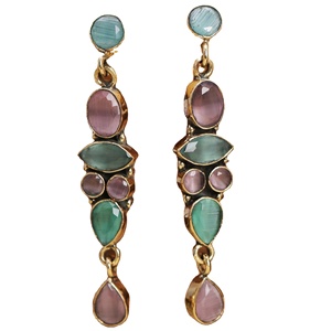 Pendientes Colgantes de Latón Plateado Oxidado con Circonita Corte Pera, Joyería Vintage, Regalo Unisex para Bodas, Proveedor Mayorista - Product Image 1