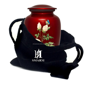 Urne funéraire pour adultes de style américain moderne et classique Urne funéraire rouge brillante pour cendres humaines - Product Image 2