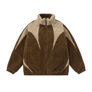 Manteau d'hiver Sherpa personnalisé de couleur unie pour hommes, coupe ample, veste polaire zippée à manches longues, chaud et tendance pour le streetwear - Product Image 1
