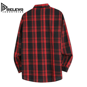 Chemise à carreaux rouge et noir coupe ample personnalisée pour homme, manches longues, style hip-hop, en flanelle, vente en gros de chemises en flanelle surdimensionnées pour homme - Product Image 3